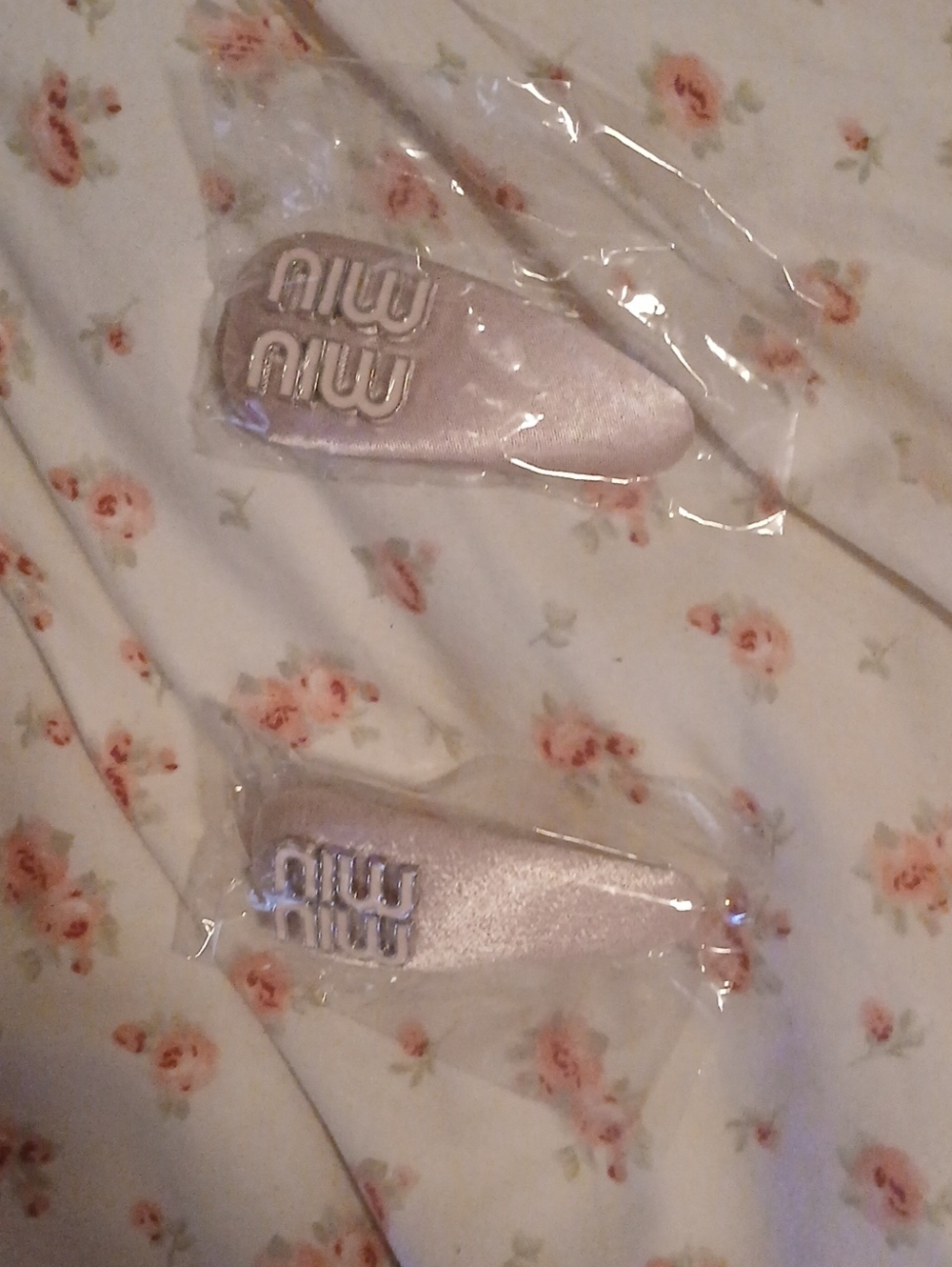 Miu Miu Metallic Blush Pink Logo Hair Clips - Pair You Get Both!!